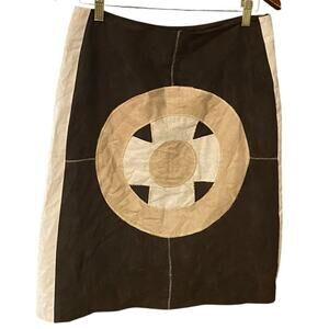Hazel Brown Tan Faux Suede Patchwork Skirt Women’s Size Large